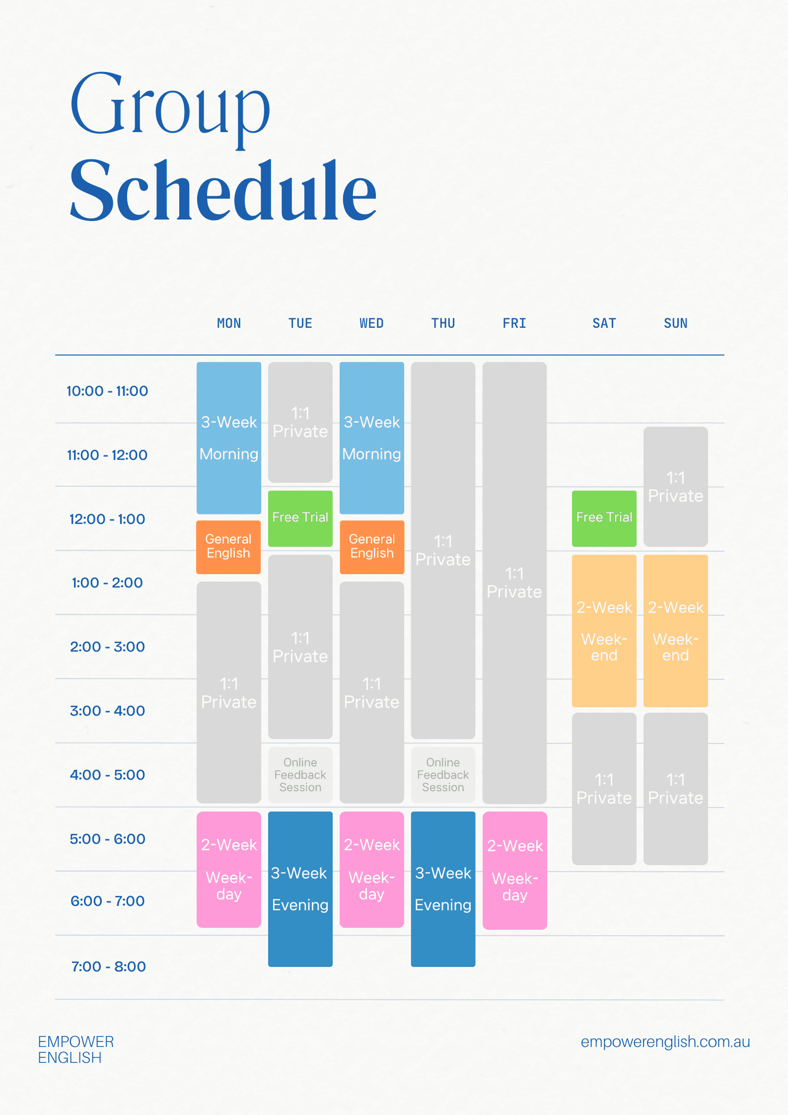 Course timetable