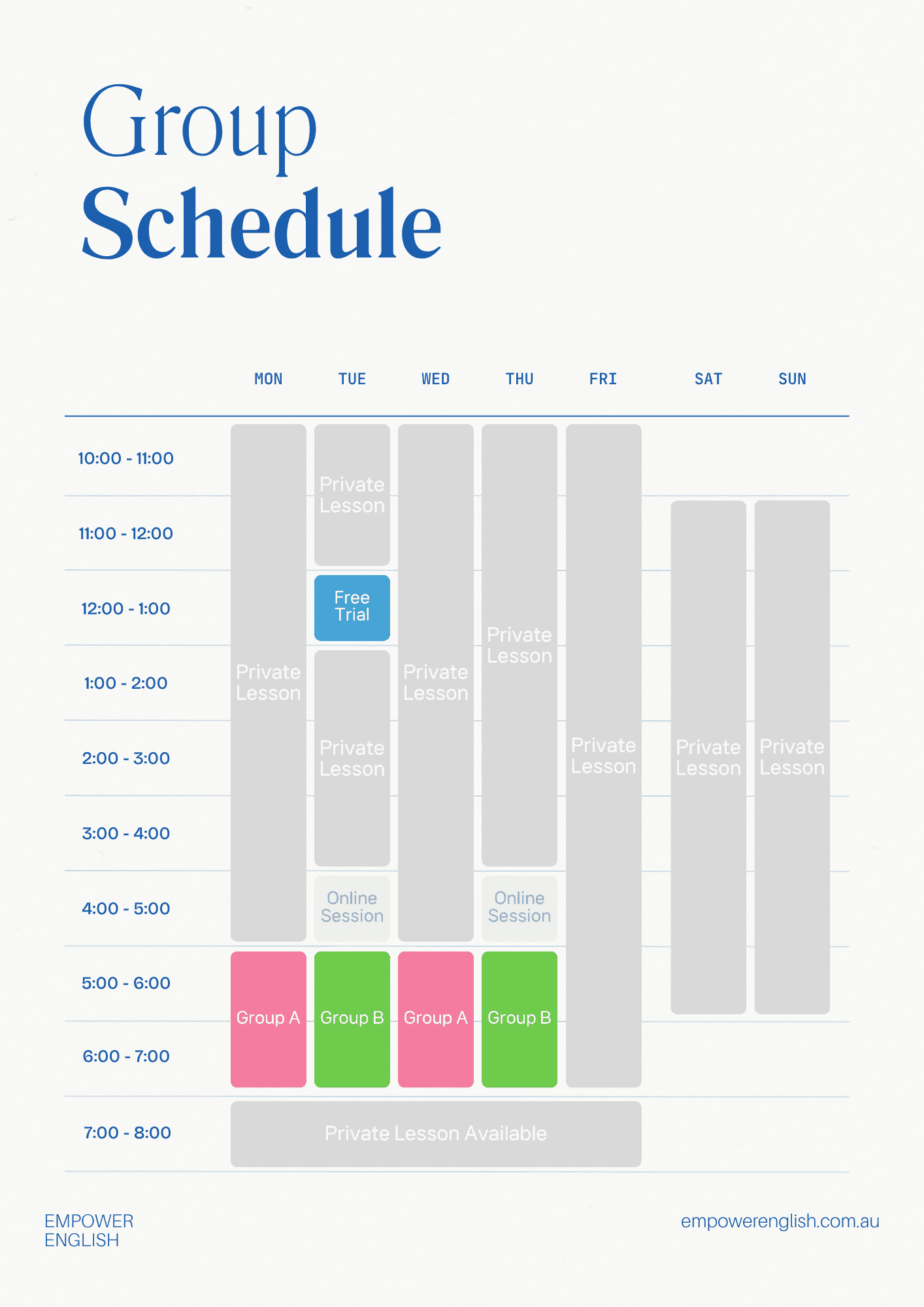Course timetable